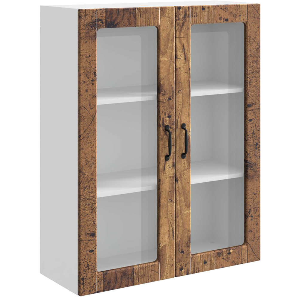 vidaXL 2 Glass Door Old Wood Kitchen Wall Cabinet Image 2