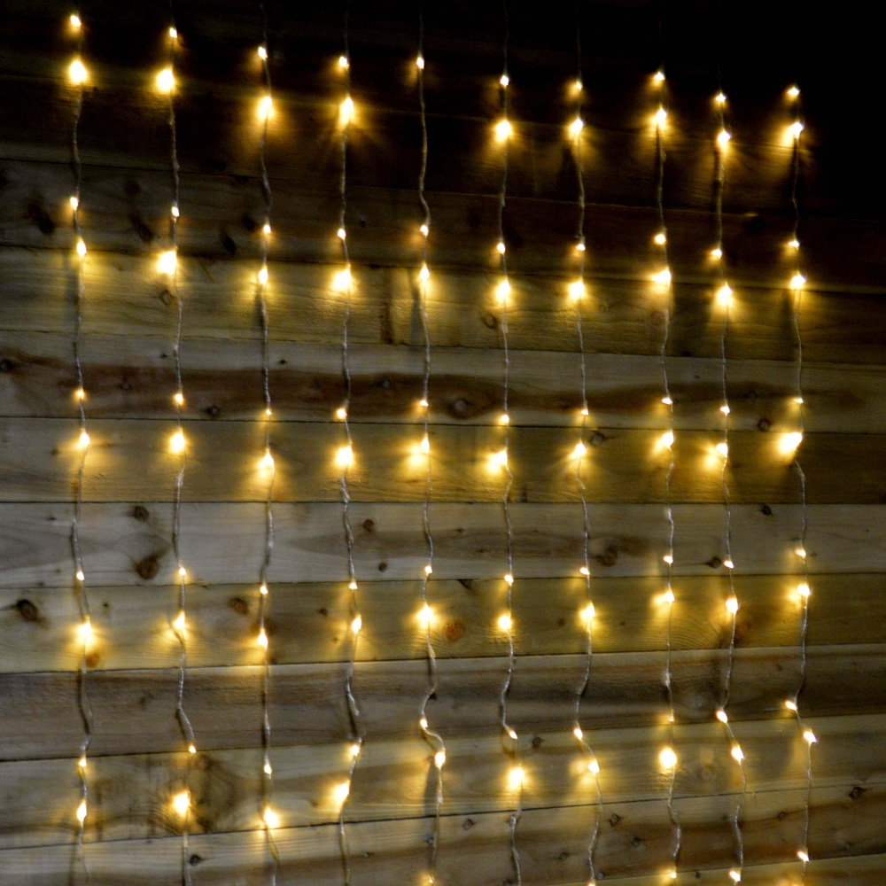 Premier 240 Warm White LED Cascading Waterfall Effect Curtain Light 1.5 x 2m Image 1