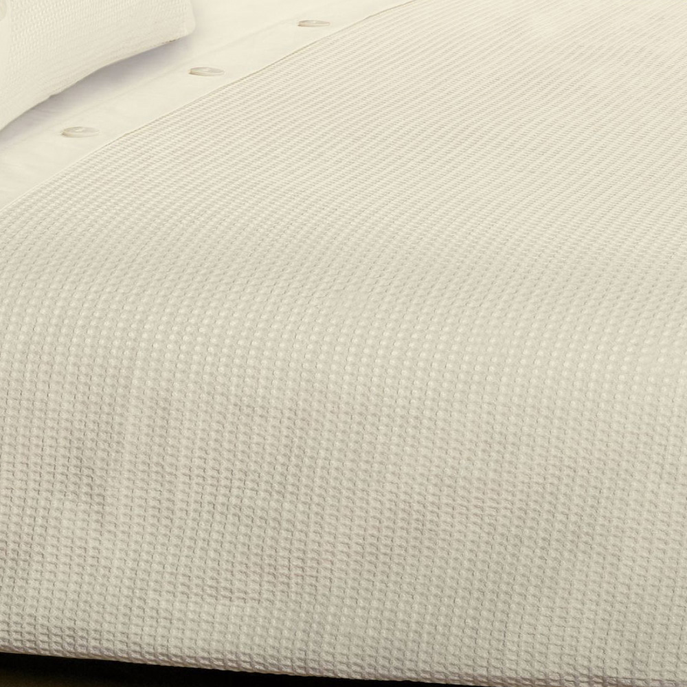 Intimates Single Cream Textured Waffle Button Duvet Cover Set Image 3