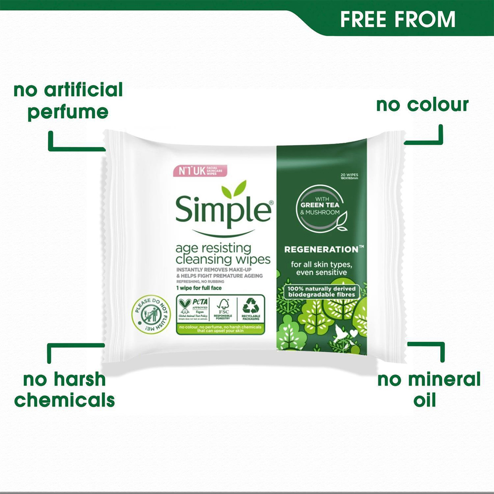 Simple Regeneration Age Resisting Cleansing Wipes 3 Pack Image 4