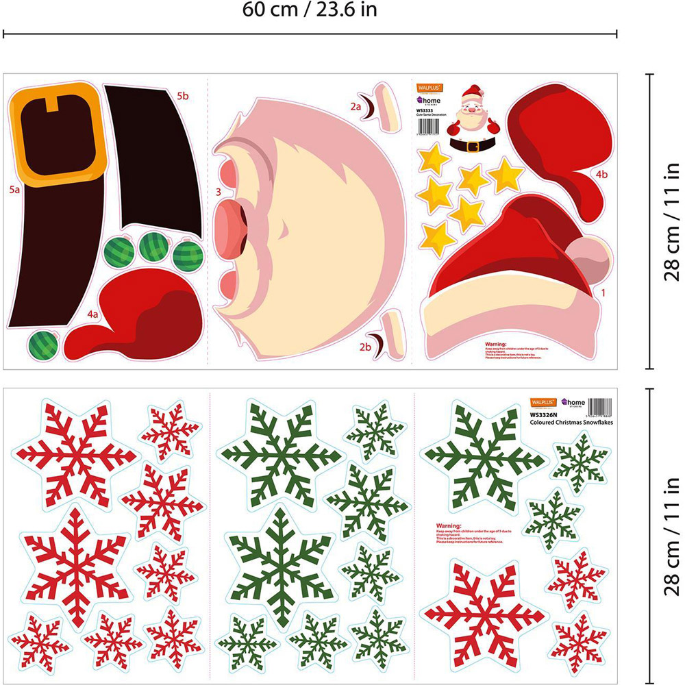 Walplus Cute Santa with Colourful Snowflakes Self Adhesive Christmas Wall Sticker 40 Piece Image 7