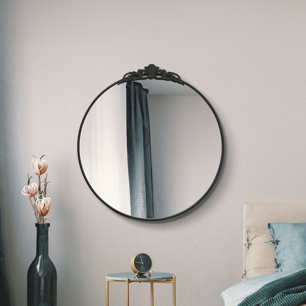 The Crown Black Metal Wall Mirror 100 x 100cm Image 2