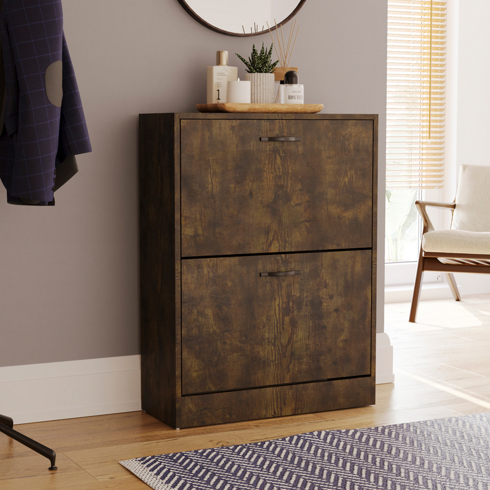 Dark wood shoe cupboard best sale