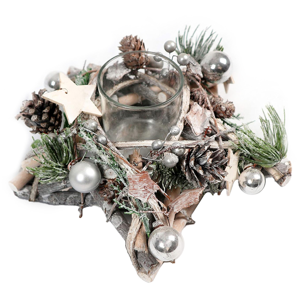 Shatchi Star Shaped Wooden Candle Holder Image 1