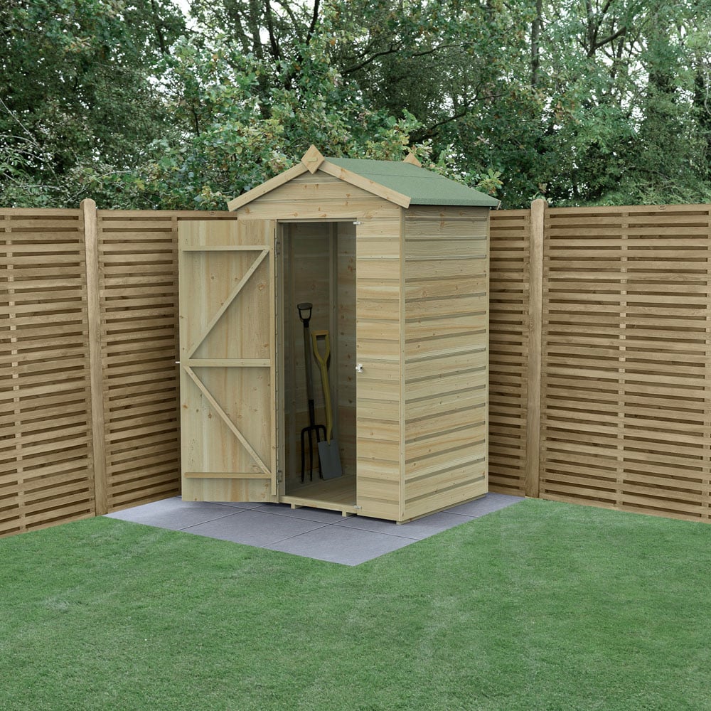 Forest Garden Beckwood 4 x 3ft Single Door Shiplap Apex Shed Image 2