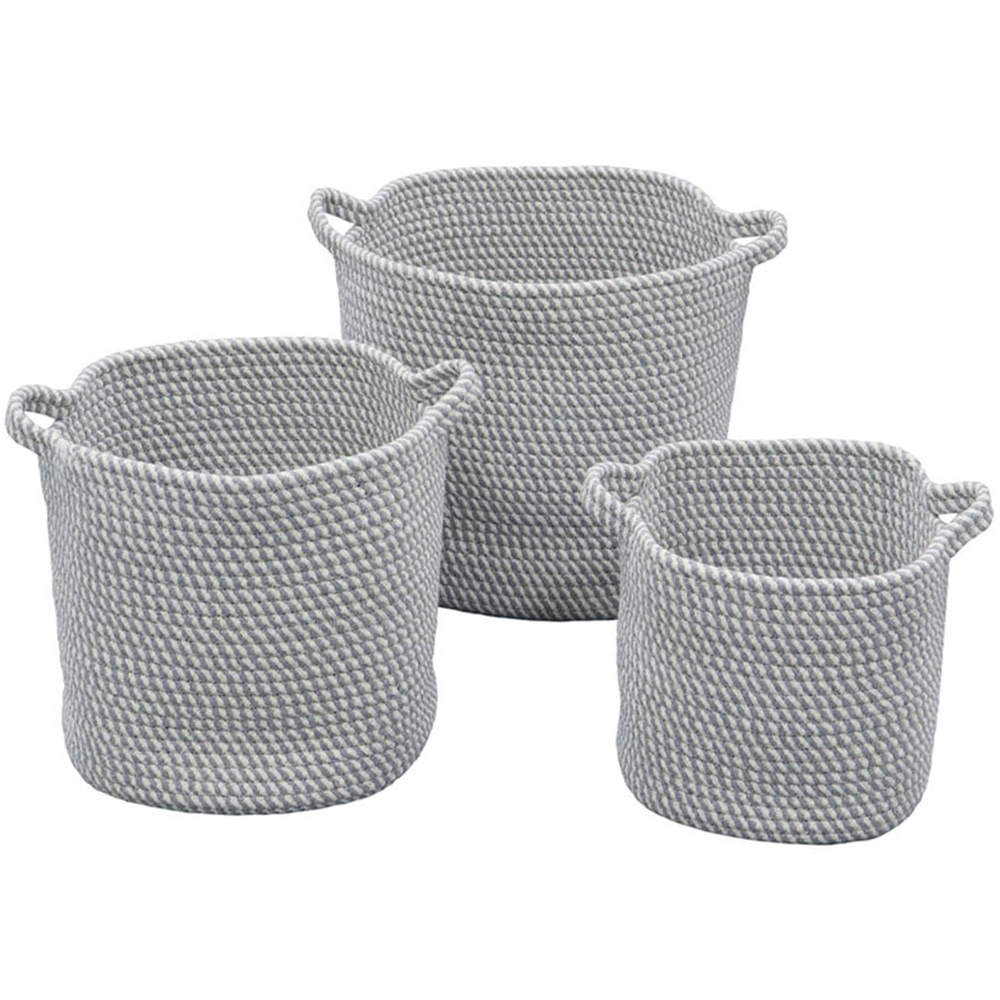 JVL Edison Cotton Rope Storage Basket 3 Pack Image 1