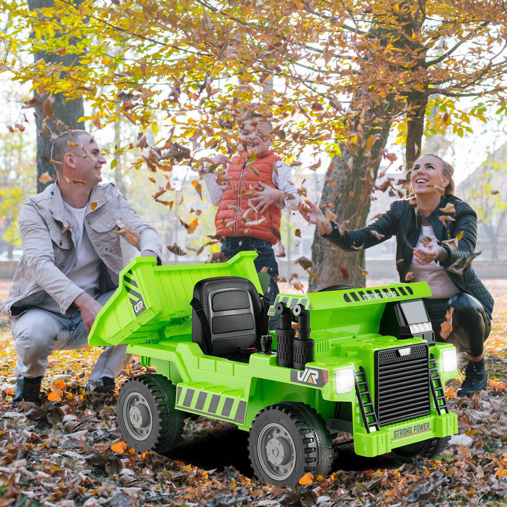Costway Kids Green Ride On Dump Truck with Electric Dump Bed 12V Image 2