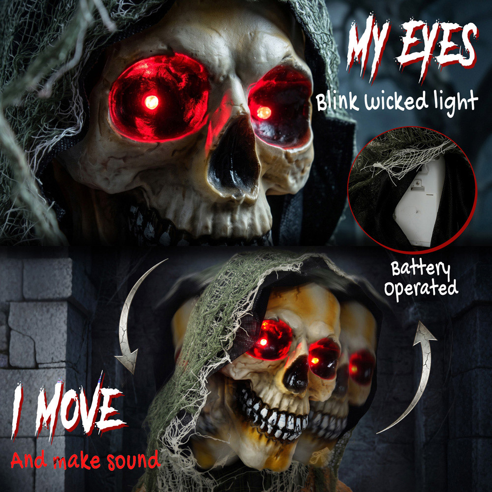 HOMCOM Light Up Animated Chained Grim Reaper Halloween Decoration 5.5ft Image 8