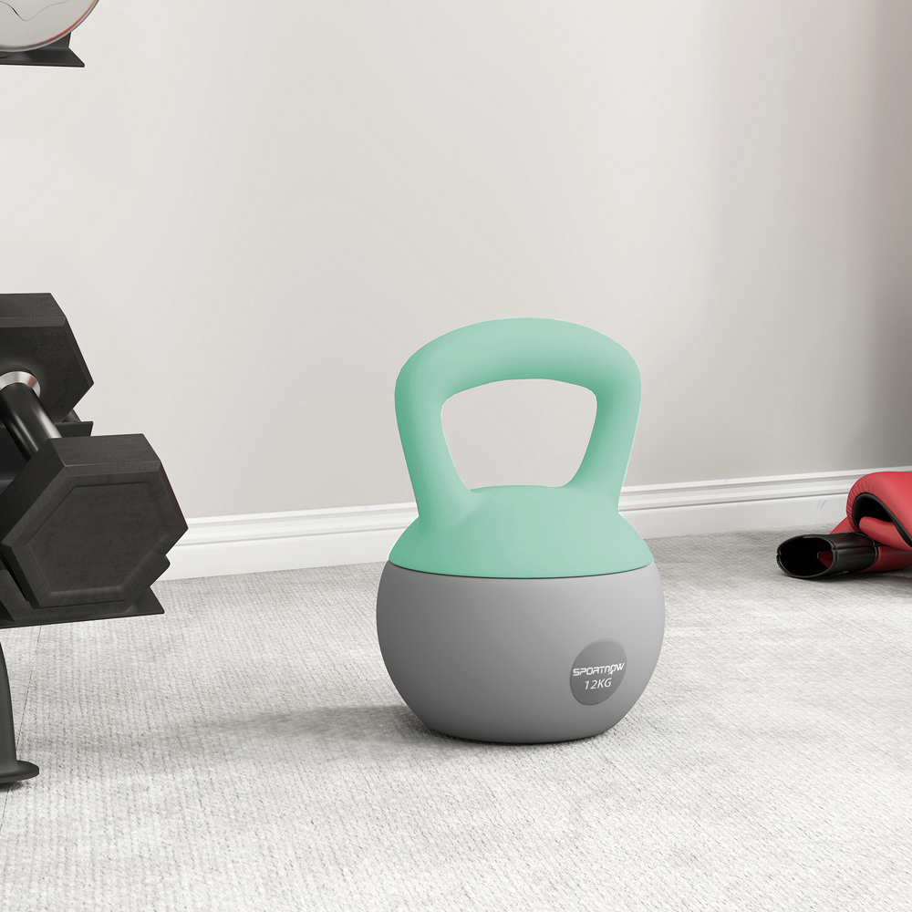 SPORTNOW Grey and Green Kettlebell with Soft Body and Non-Slip Handle 12kg Image 5