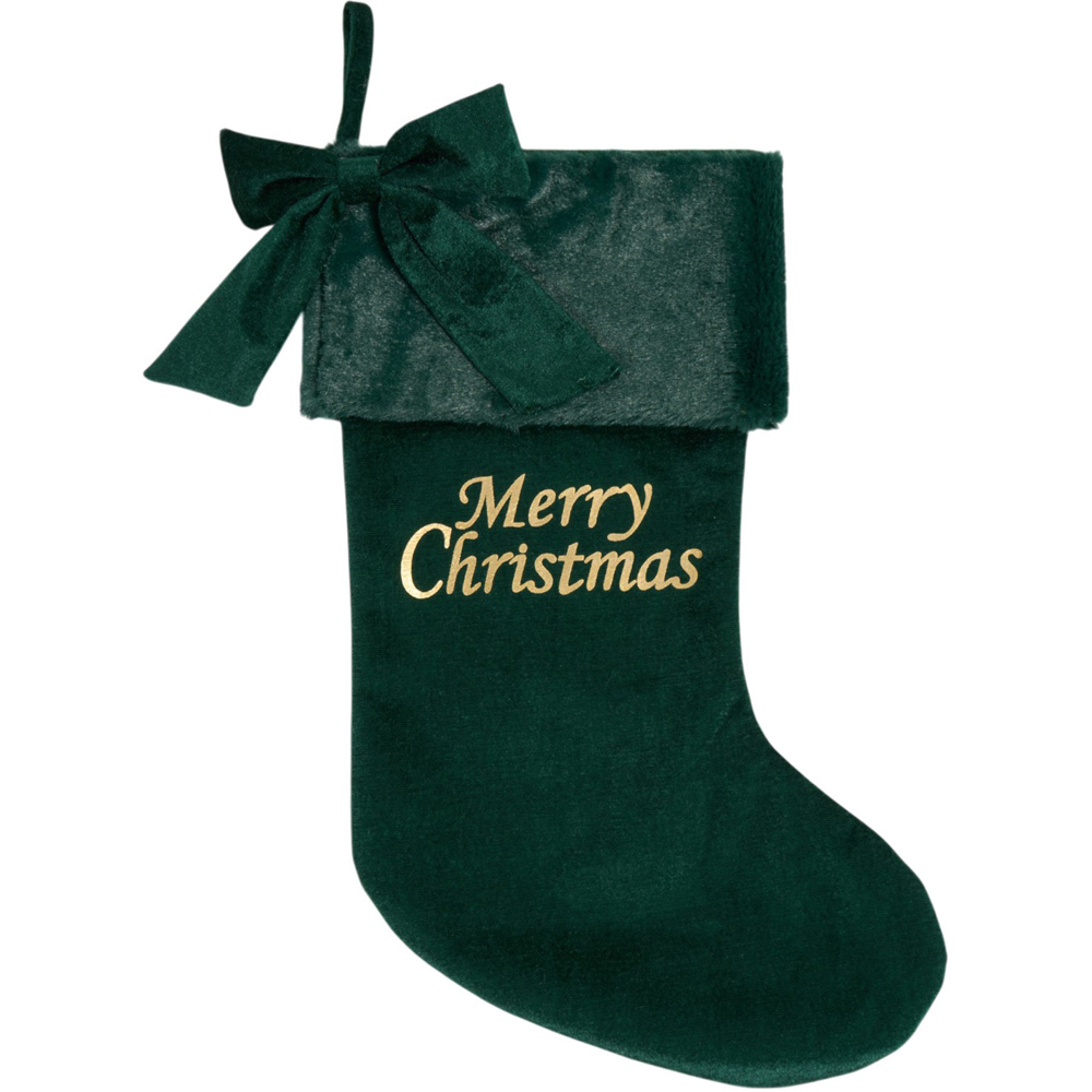 Merry Christmas Bow Ribbon Stocking Image 3