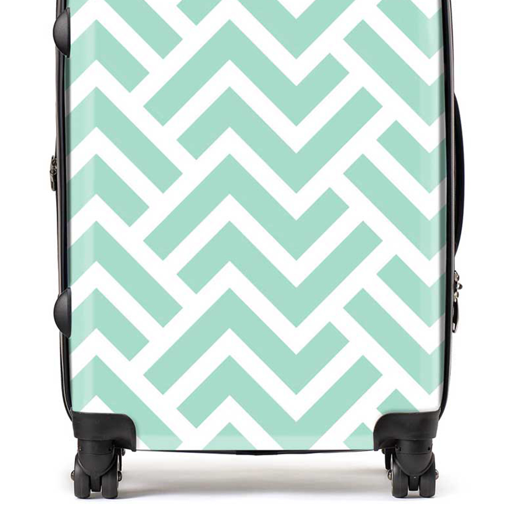Warren Reed Designer Medium Green Geometric Pattern Suitcase Image 2