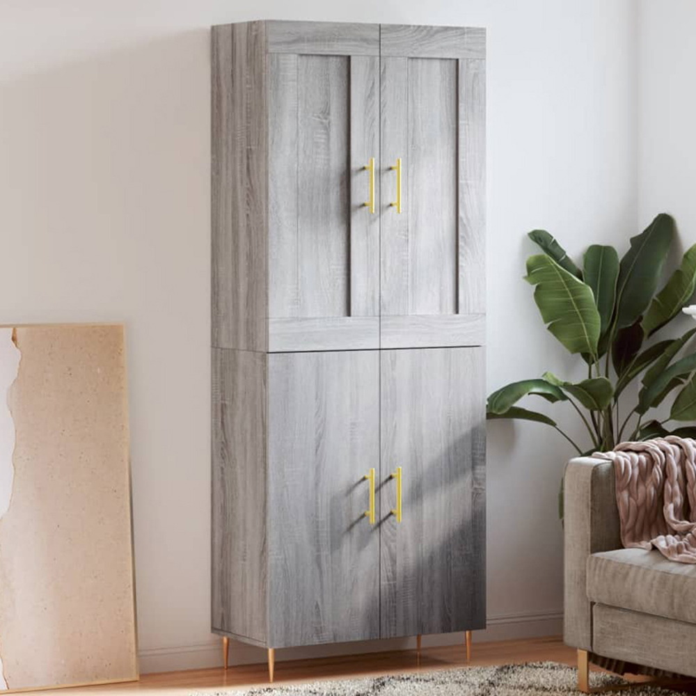 vidaXL 2 Door 3 Shelf Grey Highboard Image 1
