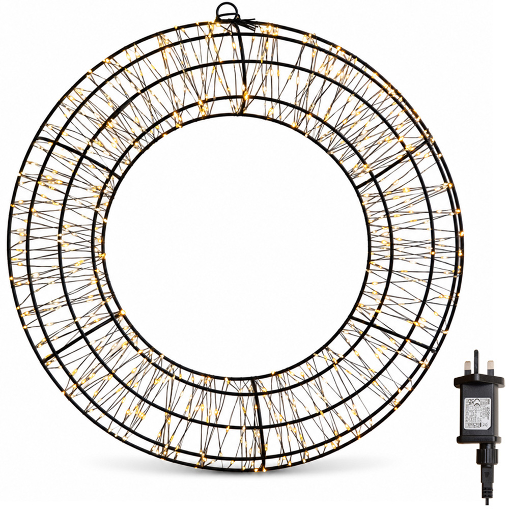 Samuel Alexander 720 Warm White LED 3D Metal Christmas Wreath 50cm Image 2
