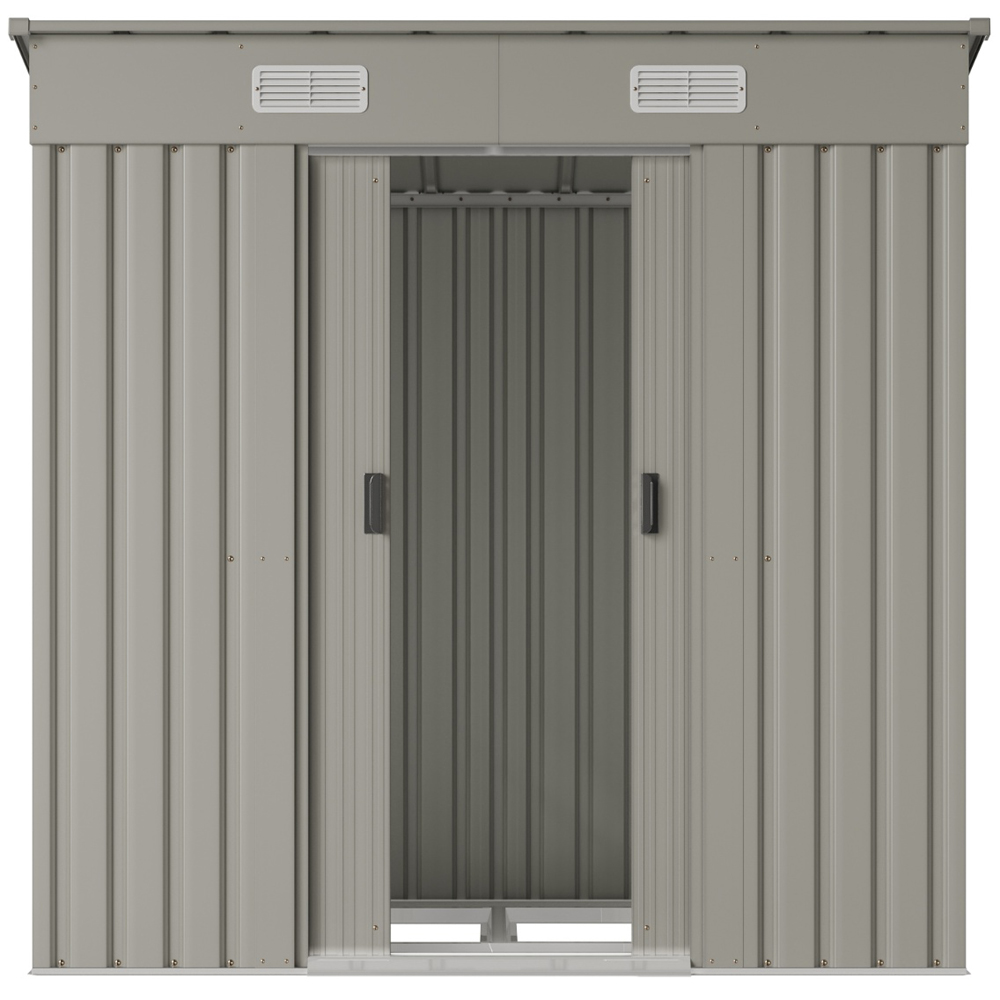 Living and Home 4 x 6ft Grey Metal Pent Garden Tool Shed Image 5