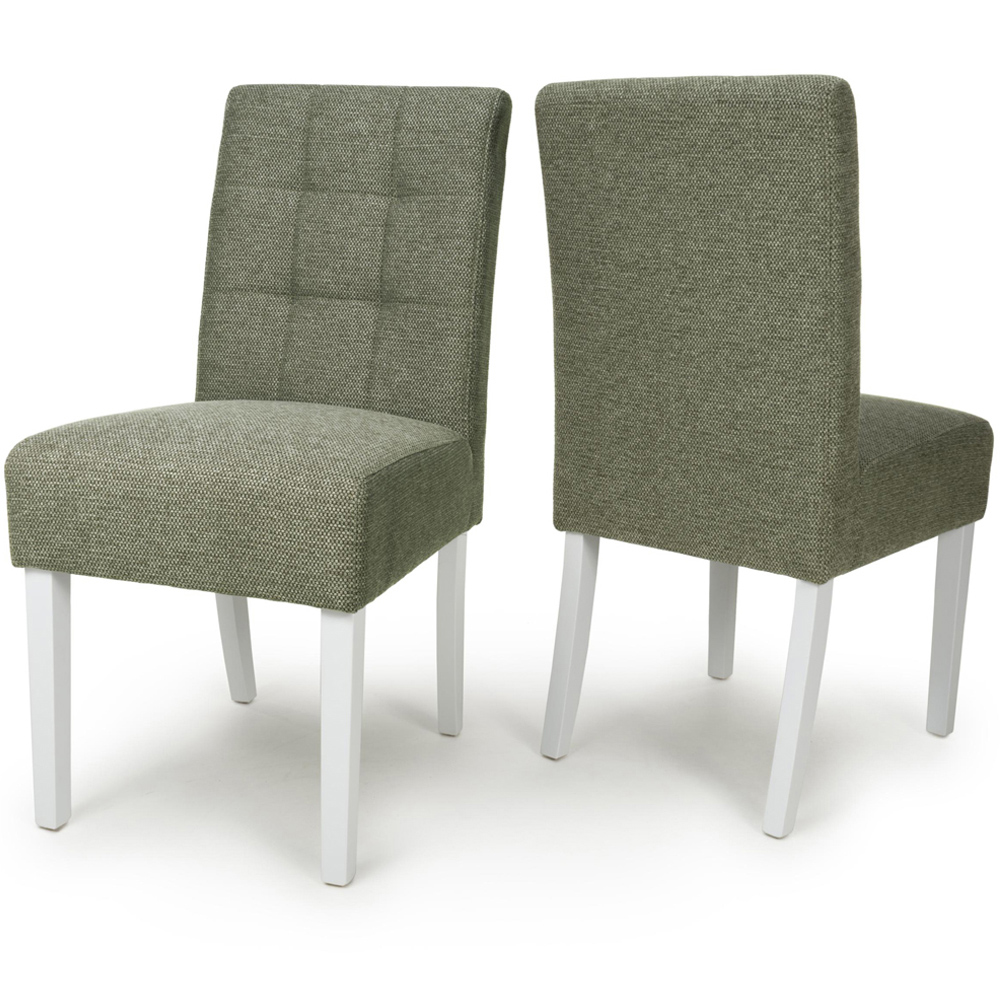 Portland Harlow Olive Weave White Legs Waffle Back Dining Chair Image 7