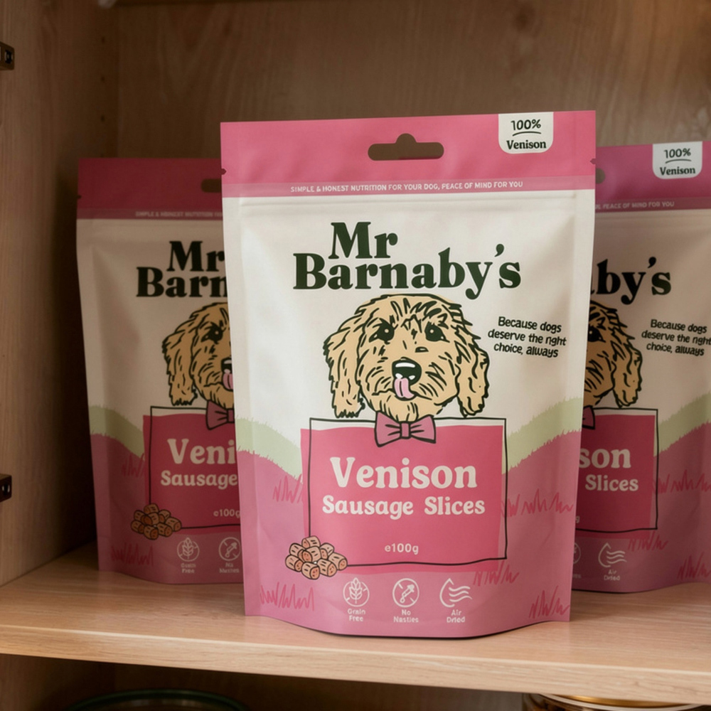 Mr Barnaby's Venison Sausage Slices Dog Treats 100g 4 Pack Image 2