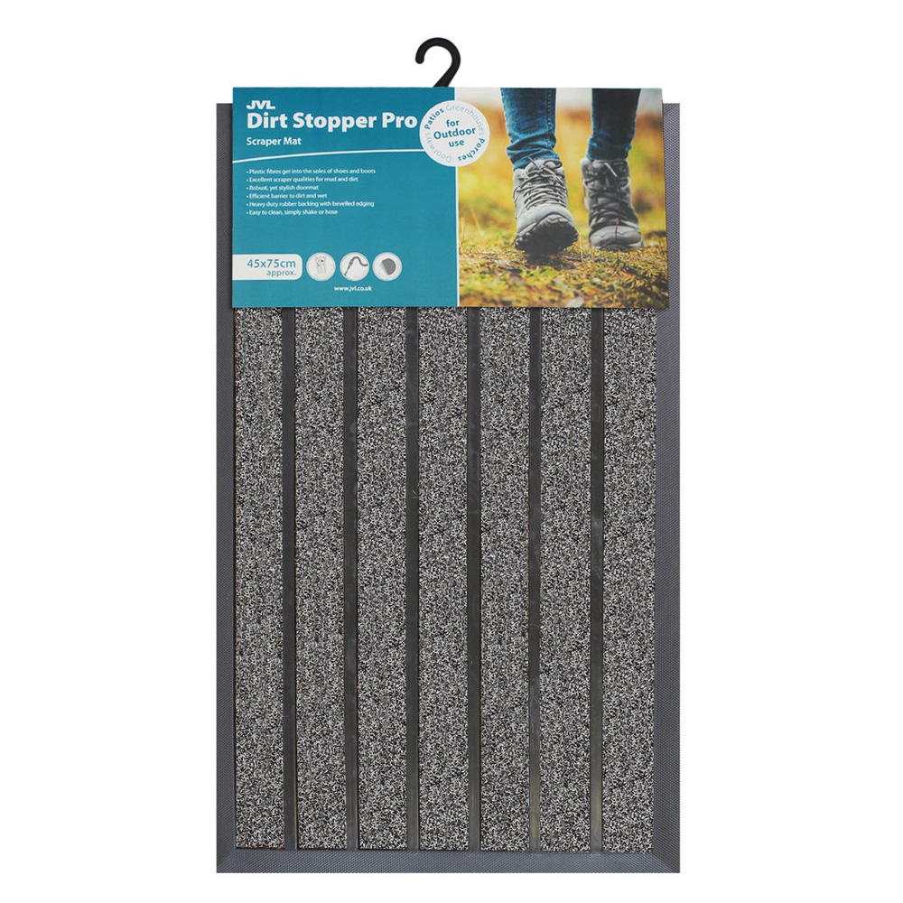 JVL Dirt Stopper Pro Grey Scraper Door Mat 45 x 75cm Image 3