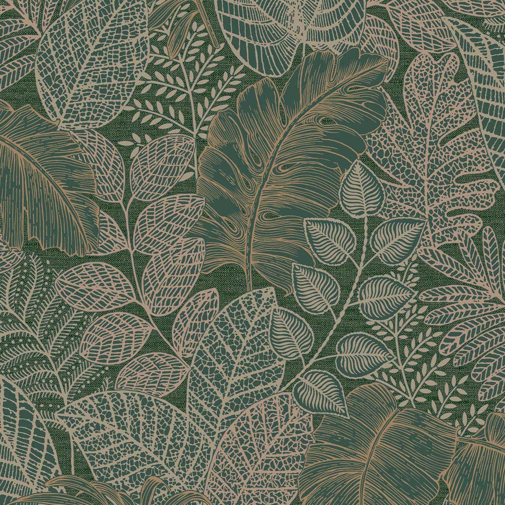 Superfresco Easy Scattered Leaves Forest Green Wallpaper Image 1