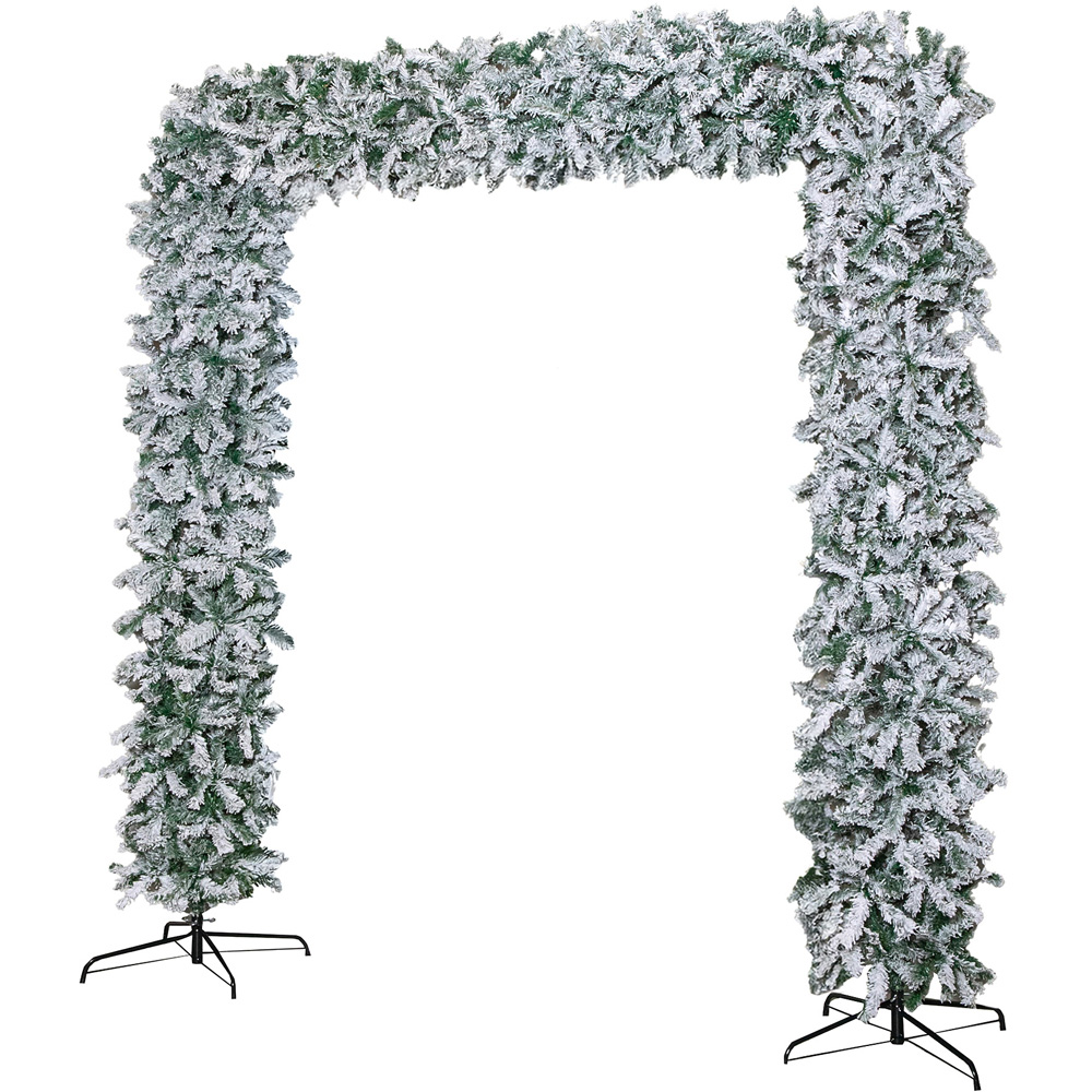 Samuel Alexander Double Door Snow Flocked Christmas Tree Flat Top Arch with 2000 Tips 8ft Image 1
