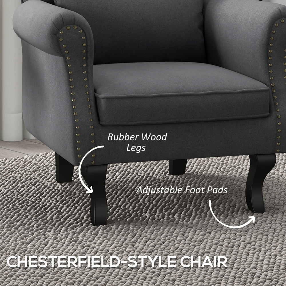 Portland Dark Grey Chesterfield Accent Chair Image 6