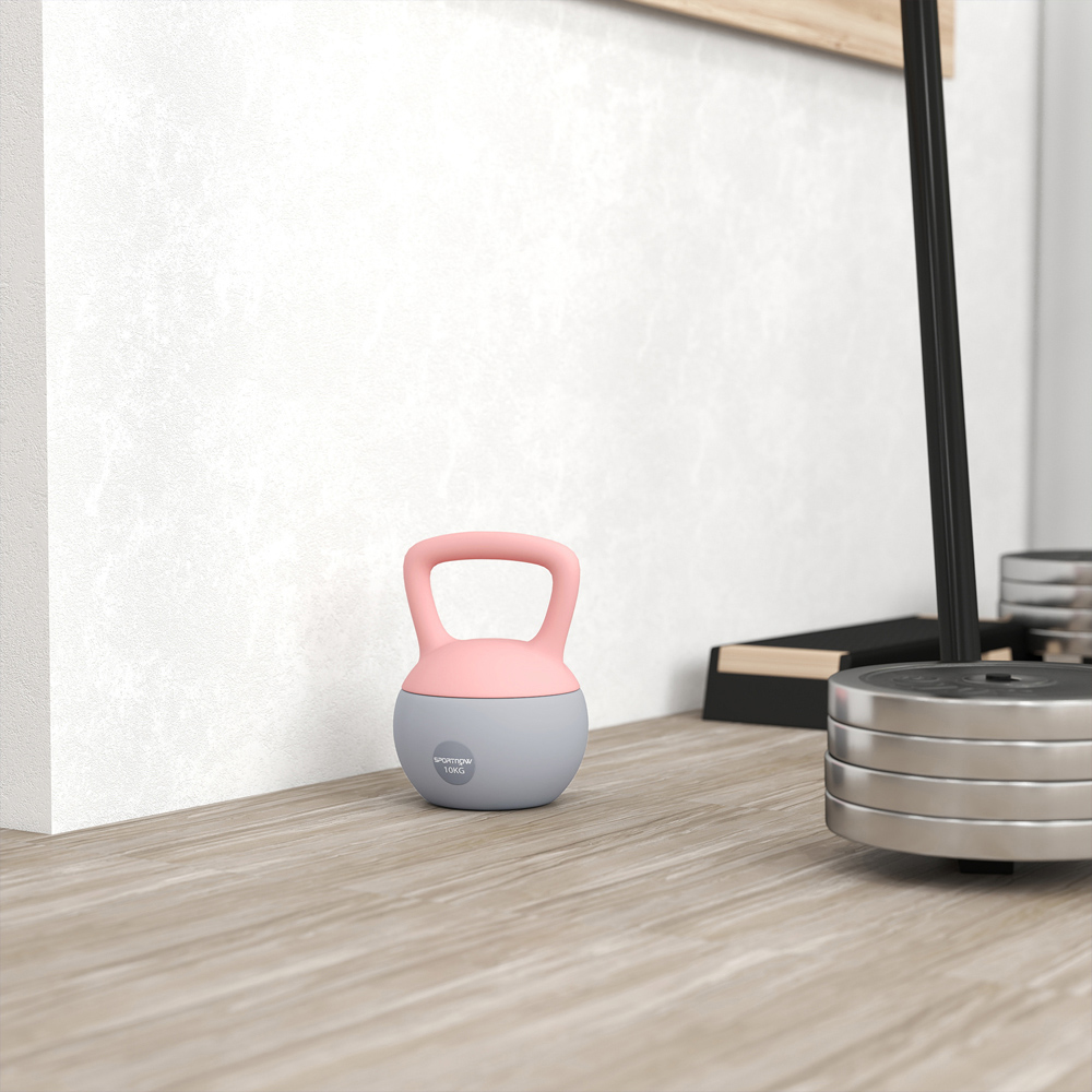 SPORTNOW Pink and Grey Kettlebell with Soft Body and Non-Slip Handle 10kg Image 4