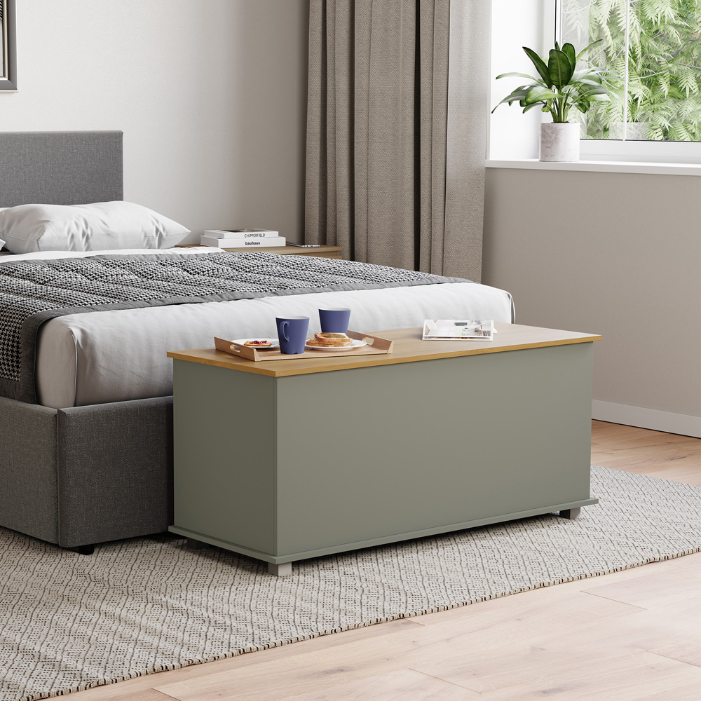 Vida Designs Arlington Grey and Oak Wooden Storage Ottoman Image 4