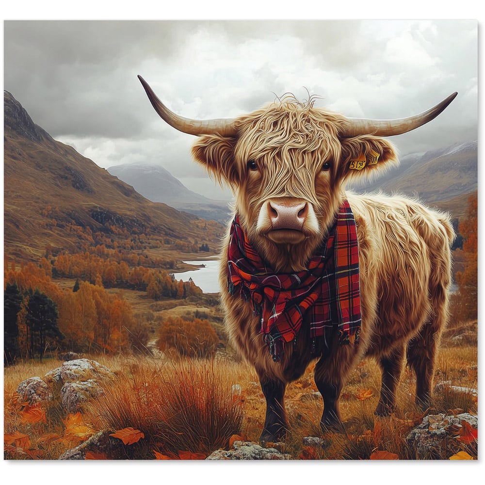 Warren Reed Designer Autumnal Highland Cow Glass Kitchen Splashback 65 x 70cm Image 2