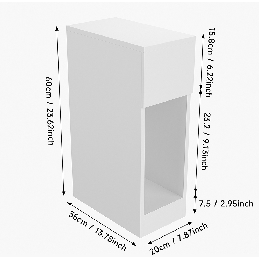 Living and Home Single Drawer White Bedside Table Image 9