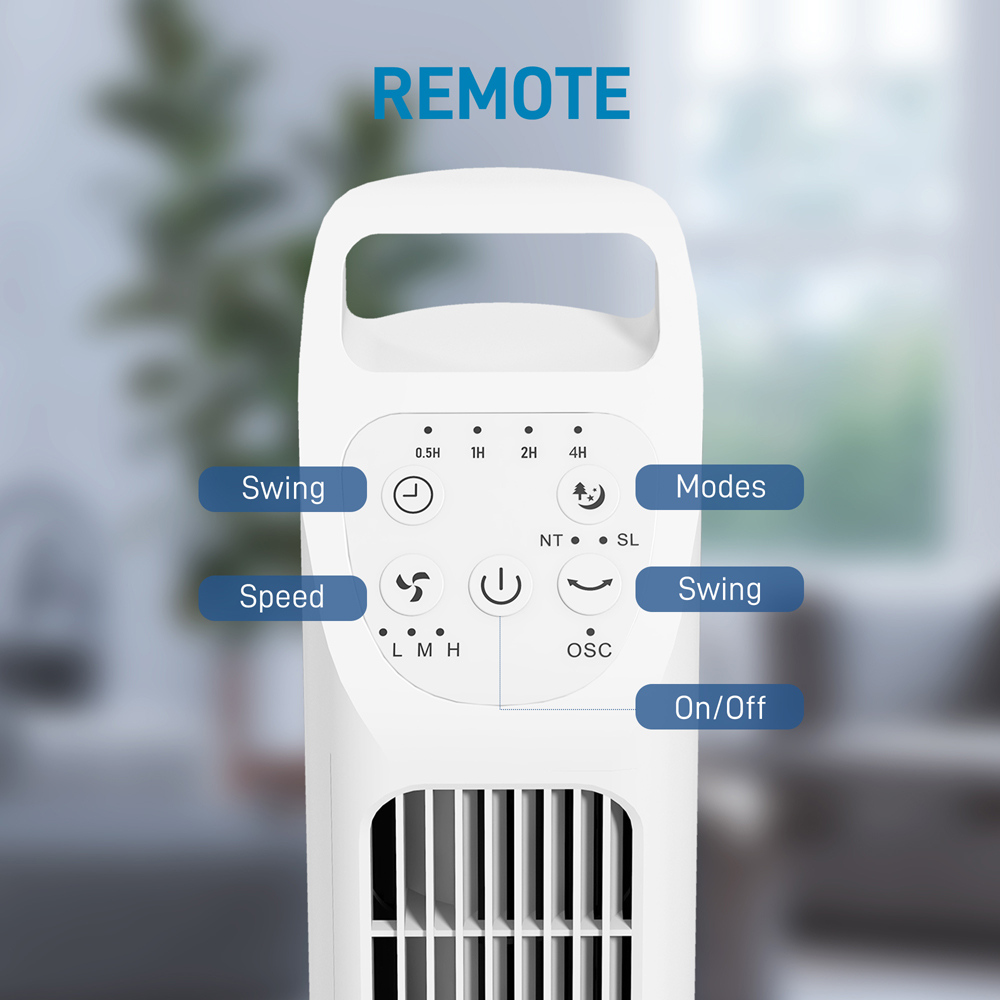 HOMCOM White Oscillating Tower Fan Floor Fan with Timer Image 7