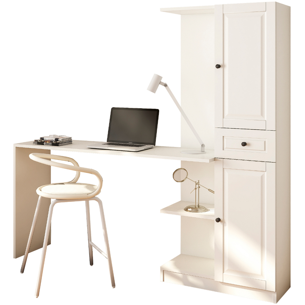 Evu Maison 2 Door Single Drawer Home Office Desk with Bookcase Image 2