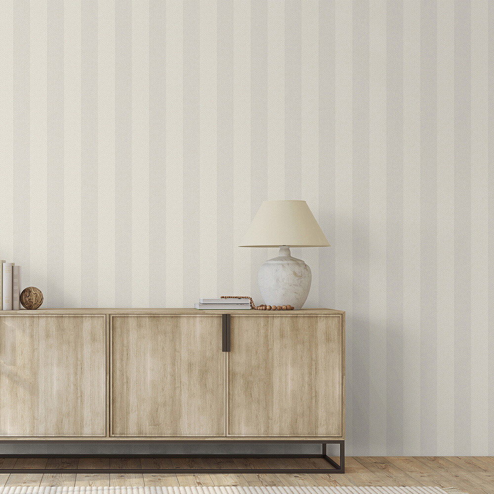 Herringbone Stripe Textured Wallpaper Neutral Image 2