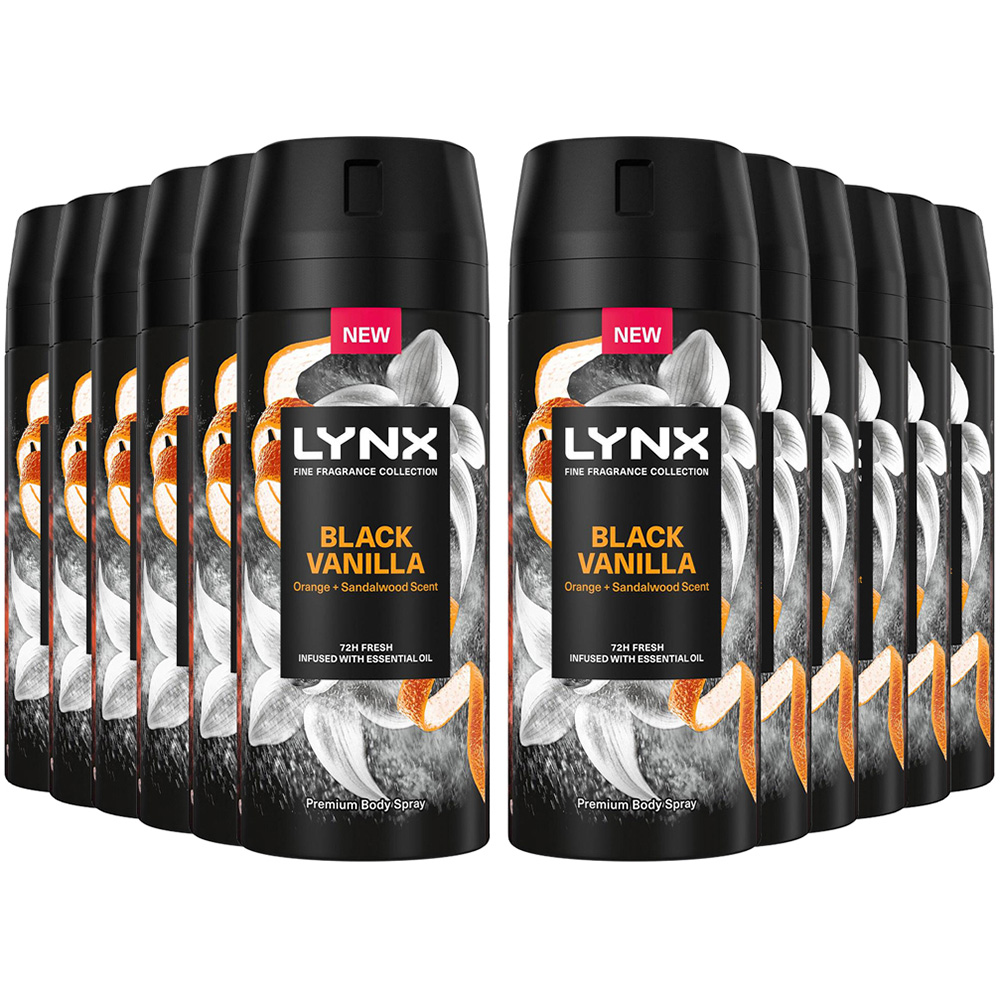 Lynx Fine Fragrance Collection Black Vanilla Deodorant Body Spray 150ml 12 Pack Image 1