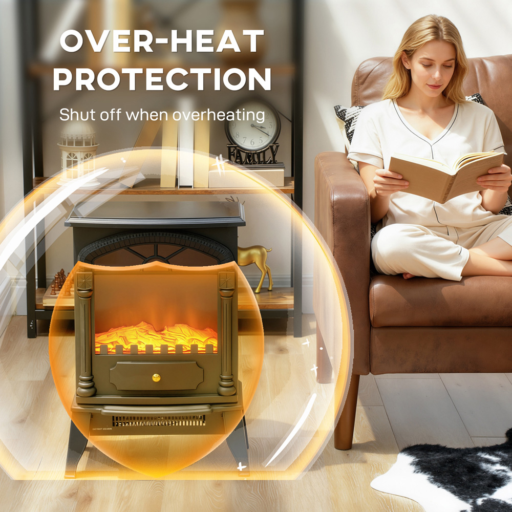 HOMCOM Black 2 Heat Setting Portable Fireplace with Adjustable Thermostat Image 6