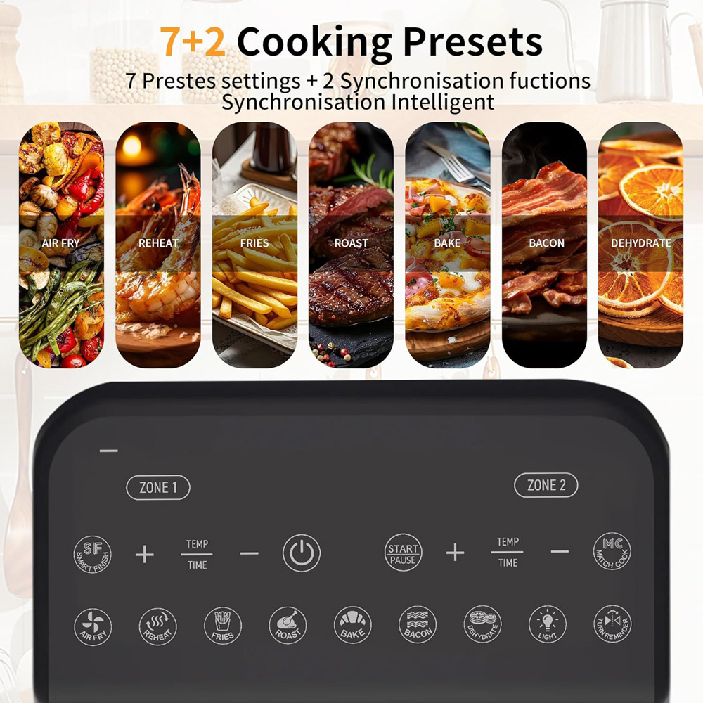 Alivio Black Dual Basket 10L Digital Air Fryer with Smart Touch 1700W Image 5