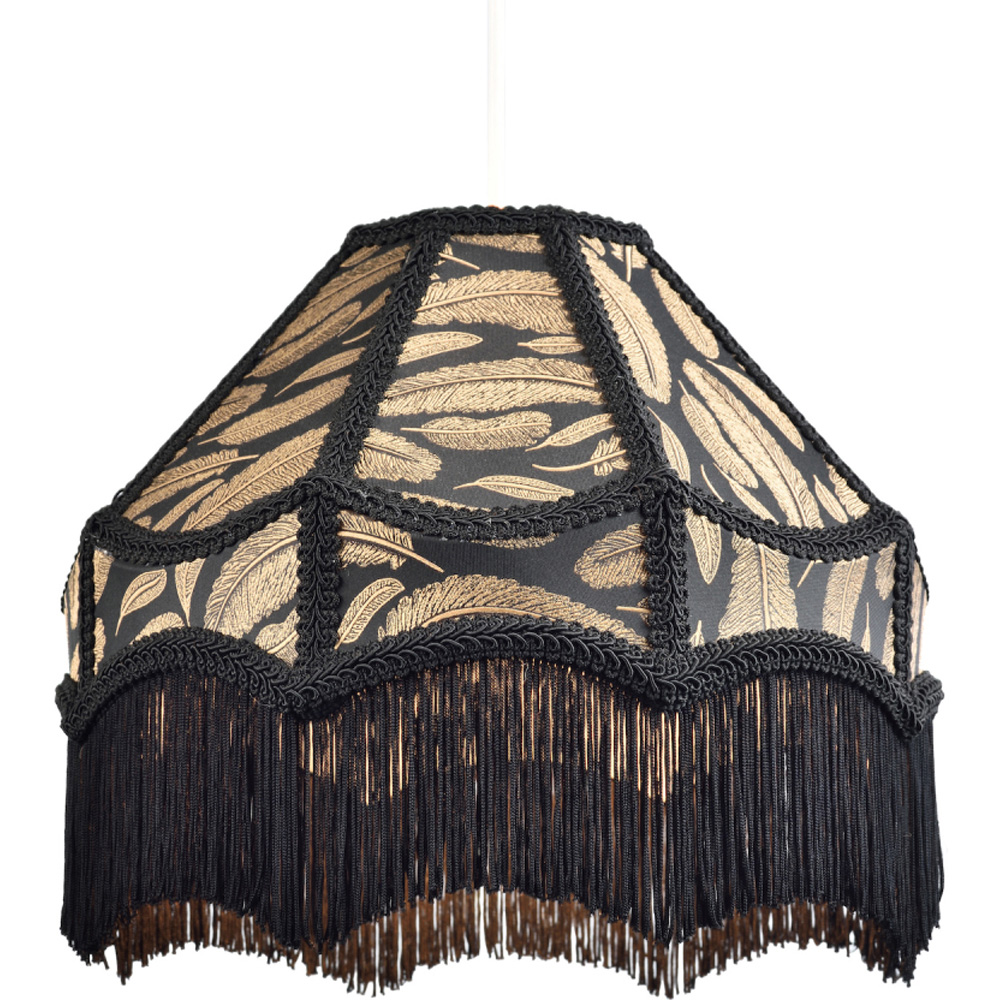 Happy Homewares Black Victorian Empire Tassels and Golden Leaves Pendant Shade Image 3