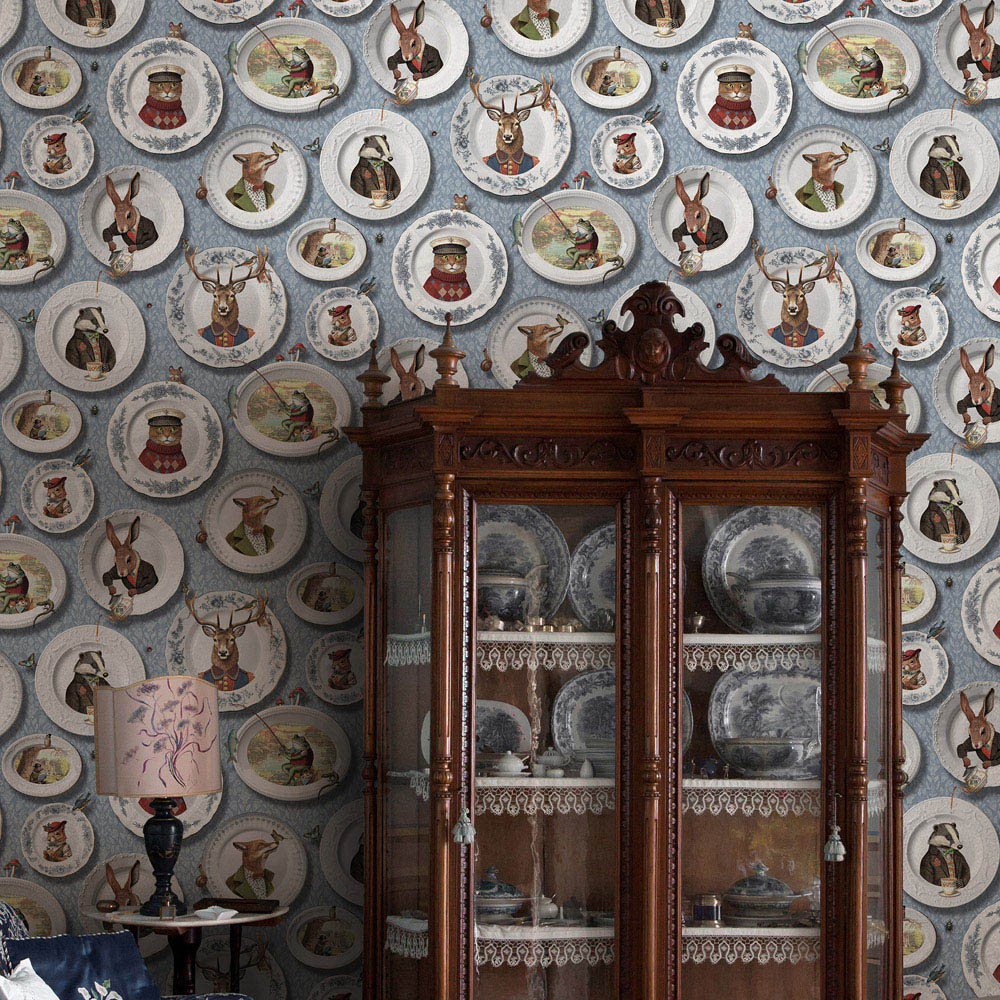 Holden Decor Vintage Tea Party Blue Wallpaper Image 3