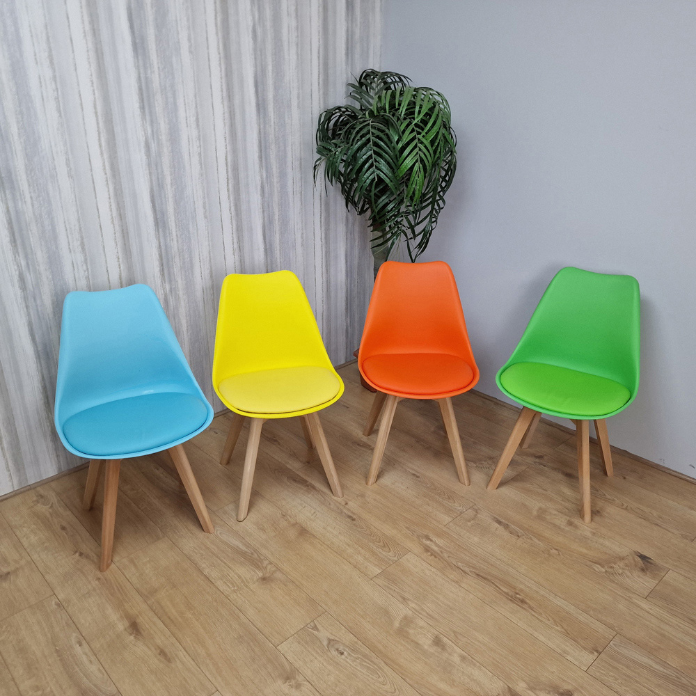 Denver Set of 4 Multicolour Leather Dining Chairs Image 4