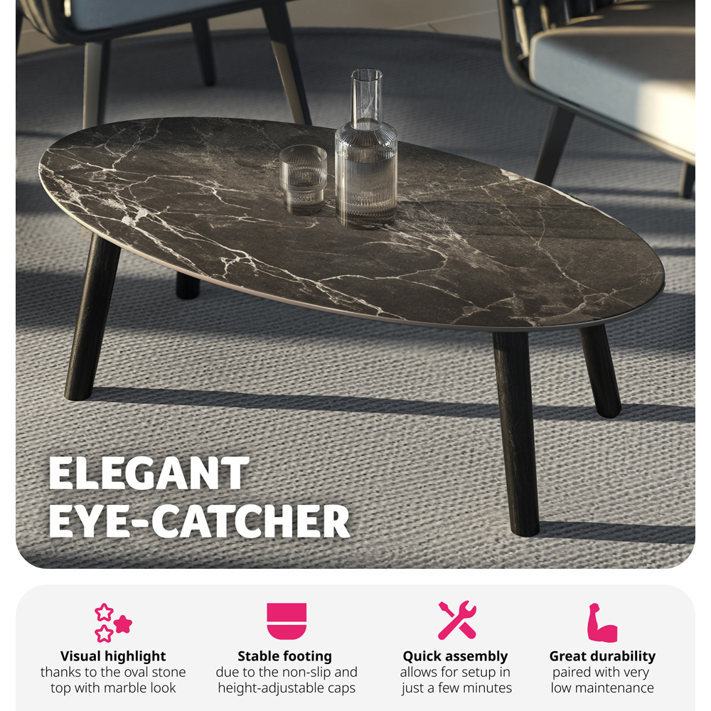 tectake Black Marble Effect Coffee Table Image 3