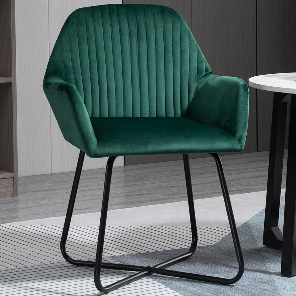 Portland Teal Green Linen Accent Armchair Image 1