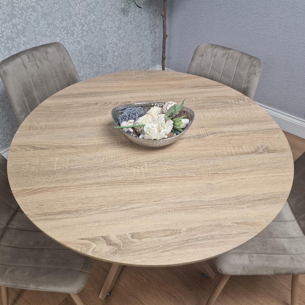 Kosy Koala 4 Seater Wood Effect Round Dining Set Beige Image 2