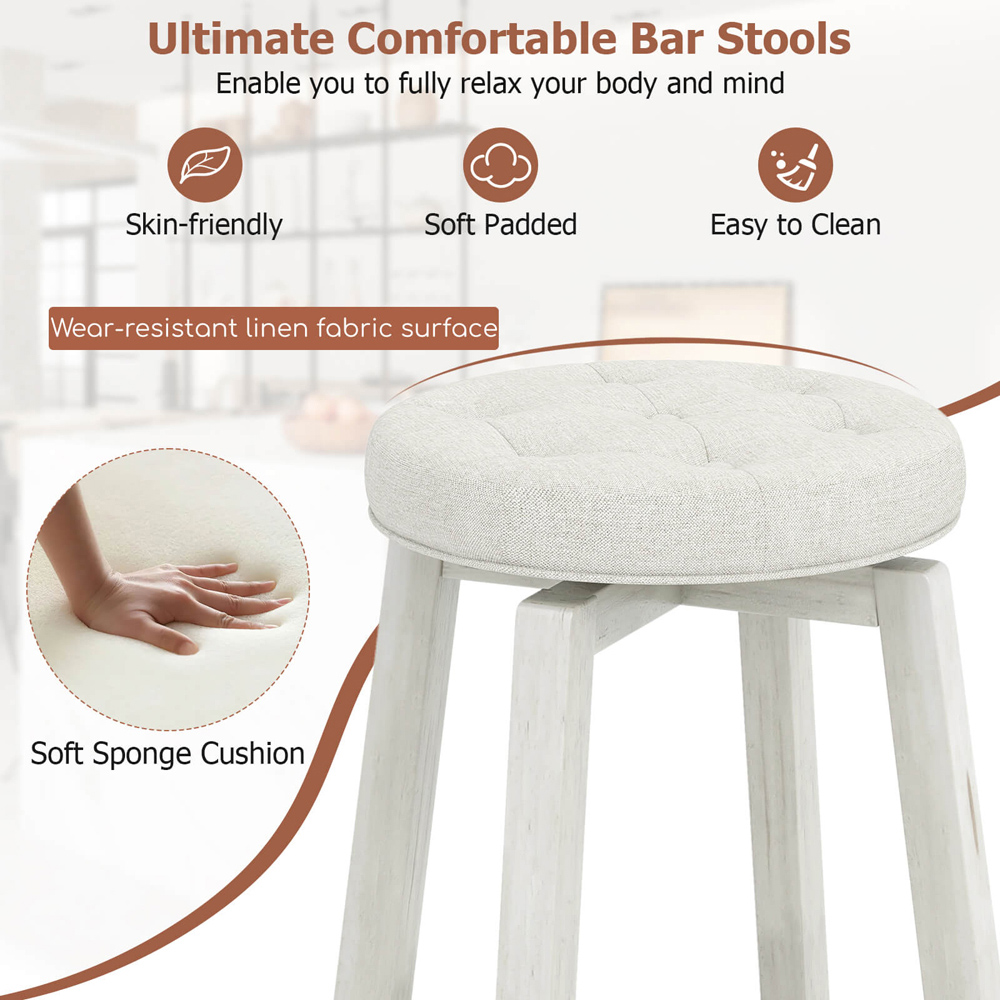 Costway White Swivel Bar Stool Set of 2 Image 6