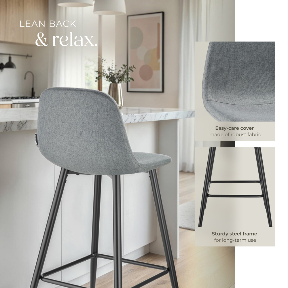 tectake Willow Woven Cover Bar Stool with Backrest Set of 6 Image 4