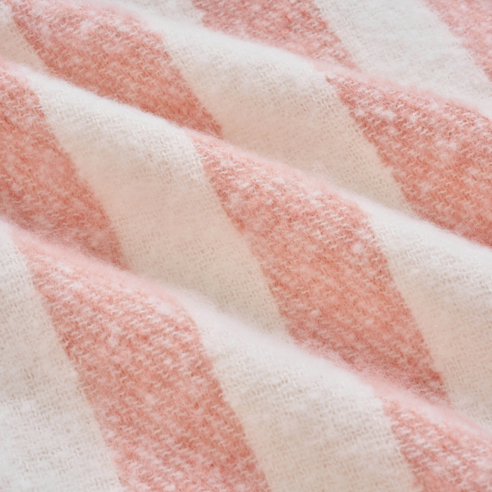 Allure Bath Fashions Pink Faux Mohair Striped Herringbone Throw Blanket 130 x 170cm Image 5