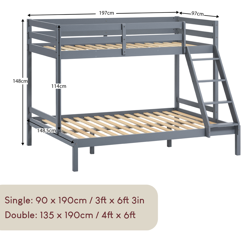 VIDA DESIGNS Sydney Grey Triple Sleeper Bunk Bed with Foam Mattress Image 8