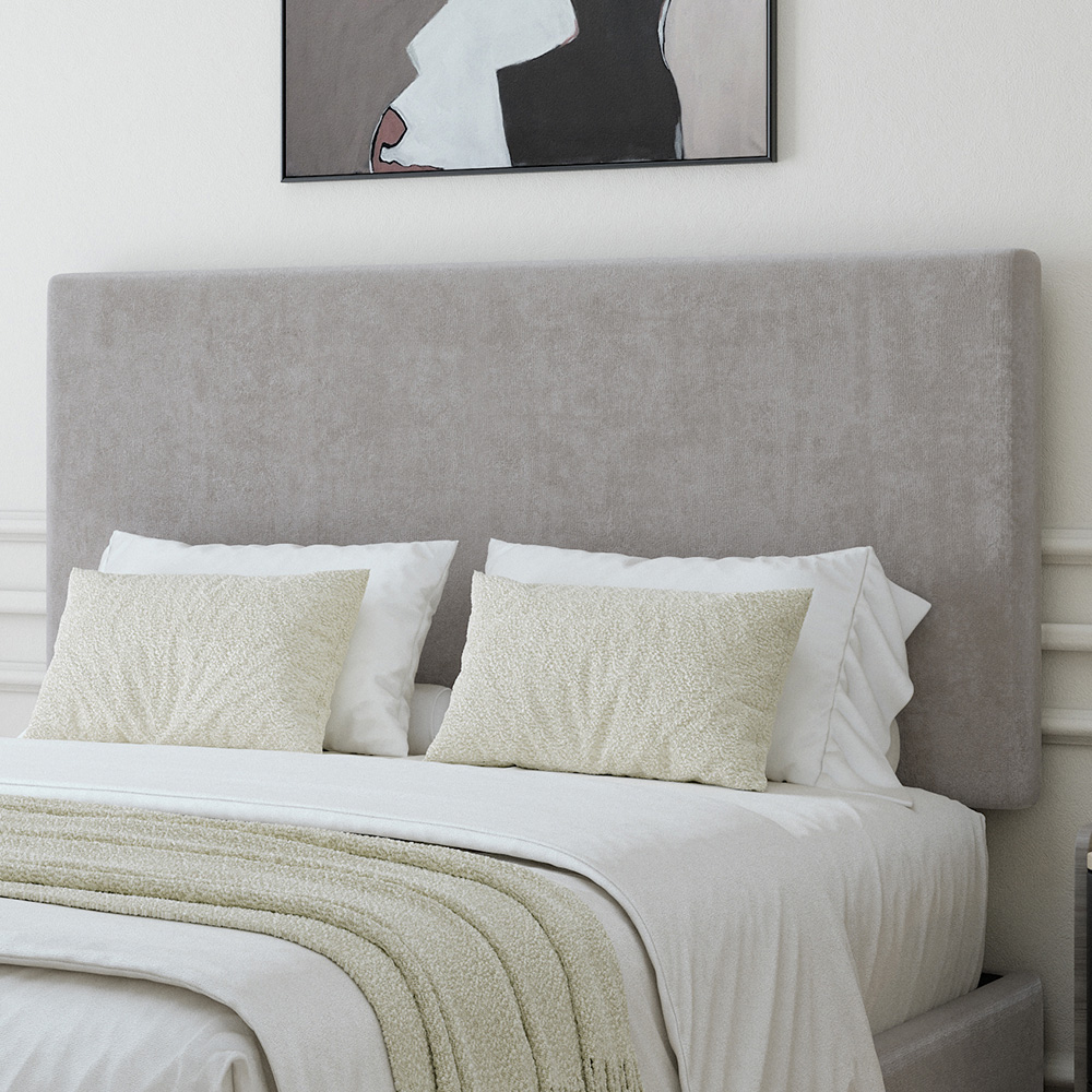 Bedmaster Small Double Seal Grey Naples Linen Divan Base with Valencia Headboard Image 2