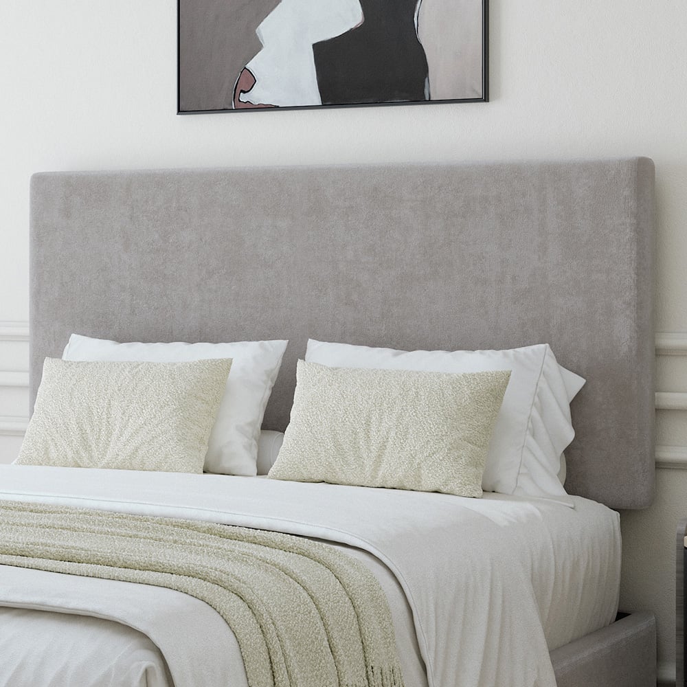 Bedmaster Super King Seal Grey Naples Linen Divan Base with Valencia Headboard Image 2