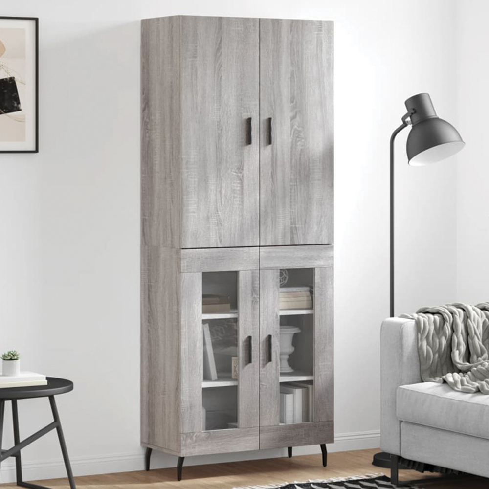 vidaXL 2 Door 3 Drawer Grey Highboard Image