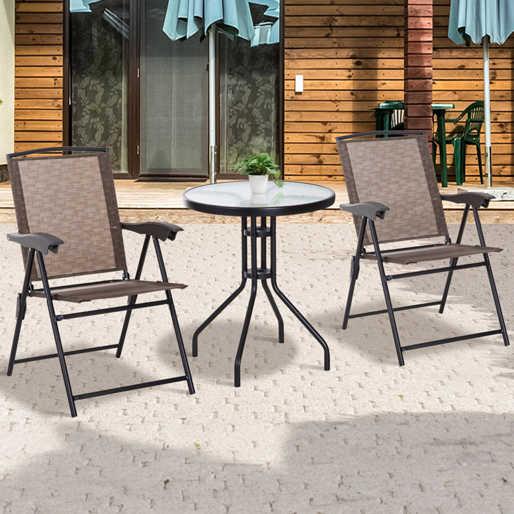 Outsunny 2 Seater Foldable Bistro Set Brown Image 1