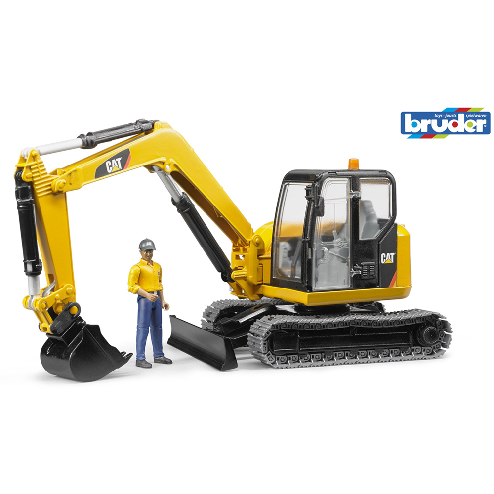 Bruder Kids Cat Mini Excavator Playset Model with Worker Image 8