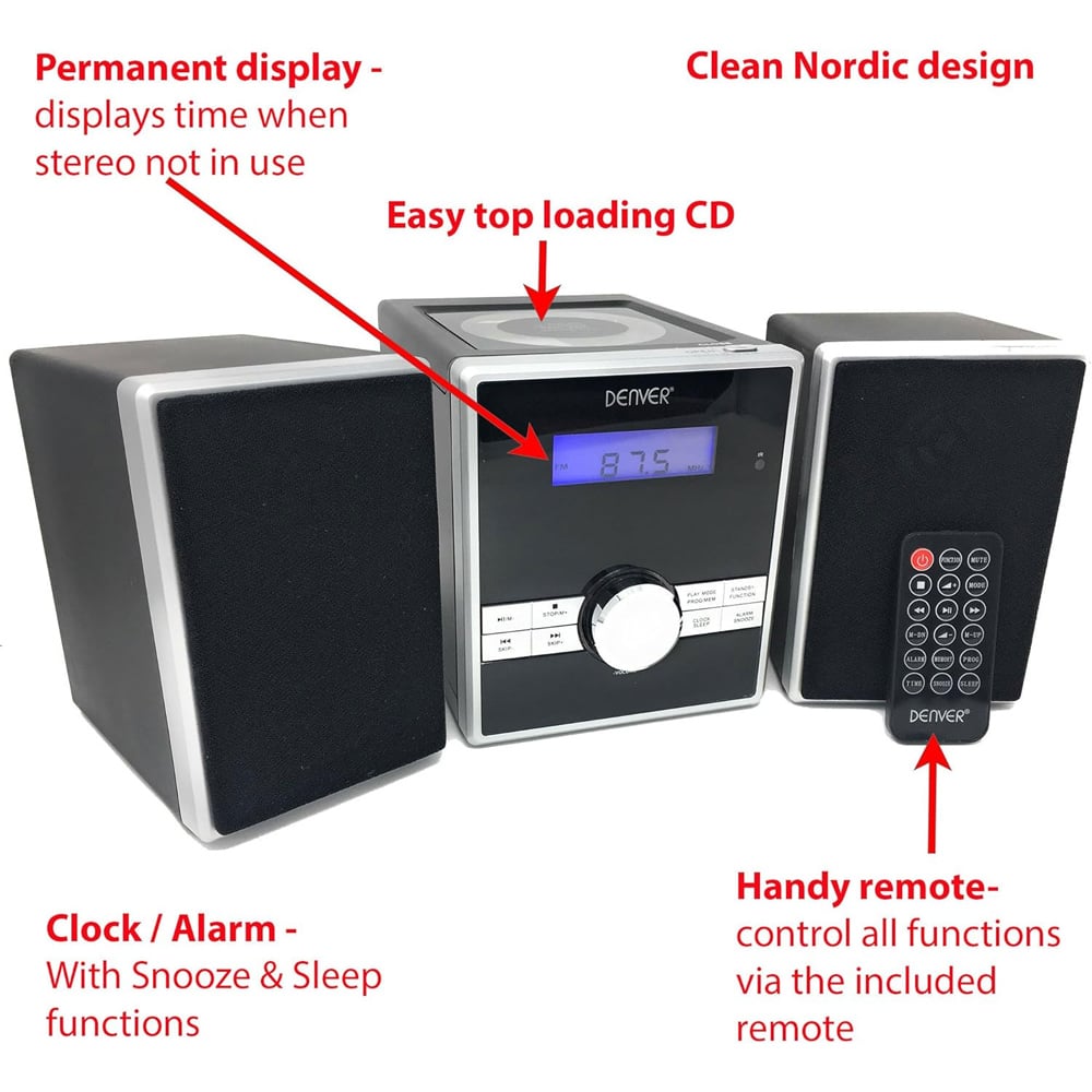 Denver MCA-230 Mini HiFi System CD Player with Speakers Image 8